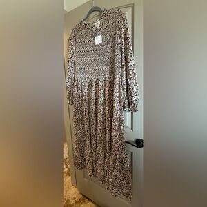 Brand New Hayden Long Sleeve Floral Dress - Black and Cream. Smocked Top Size 3X